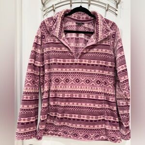 Eddie Bauer Purple Patterned Half-Zip Sweatshirt